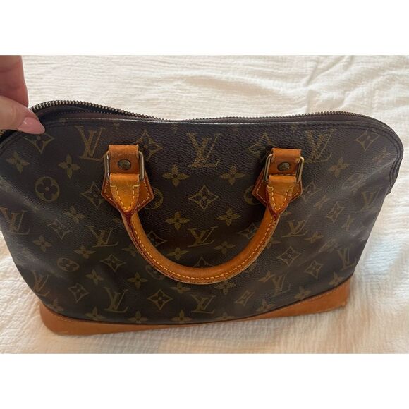 Louis Vuitton Alma PM Monogram Canvas Satchel Handbag Brown Vintage LV Top Handl - Picture 2 of 14
